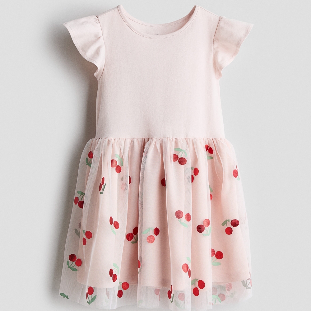 Pink Cherry Print Kids Dress 3T